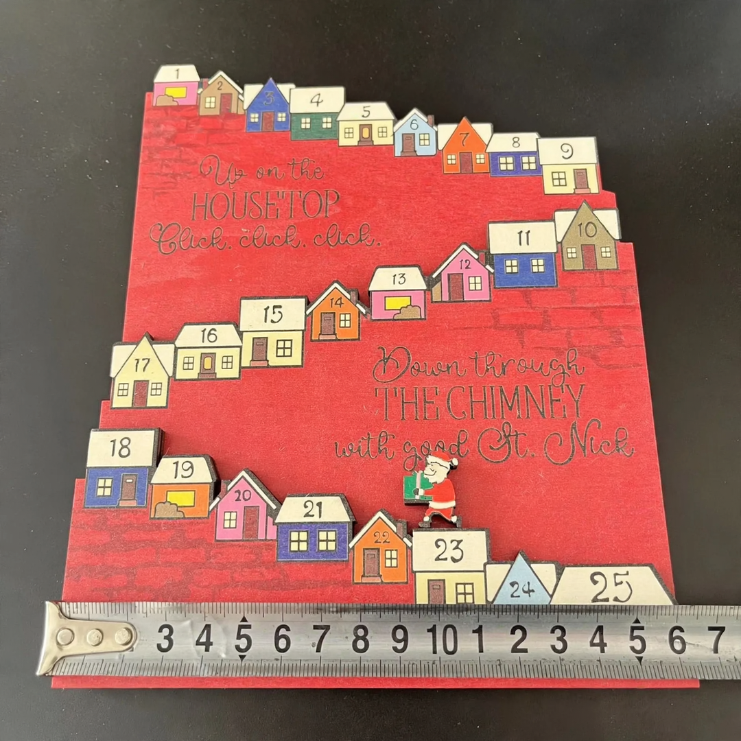 Weihnachts-Adventskalender aus Holz, Tischdekoration