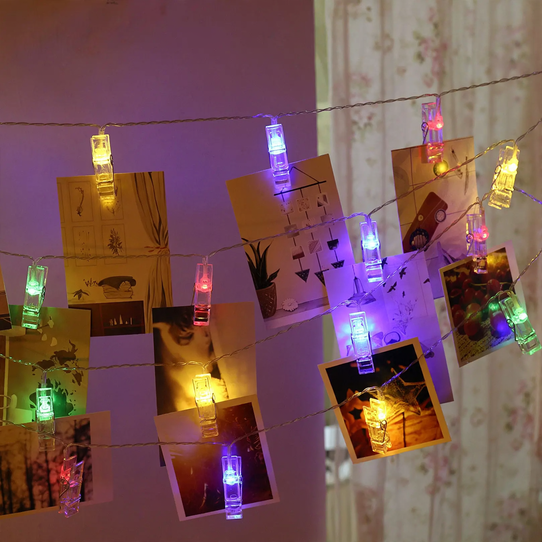 LED-Lichterkette mit Fotoclips, batteriebetrieben