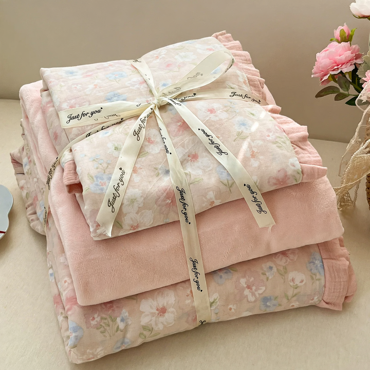 Kombiniertes Baumwoll- und Milchfaser-Fleece Bettwäsche-Set