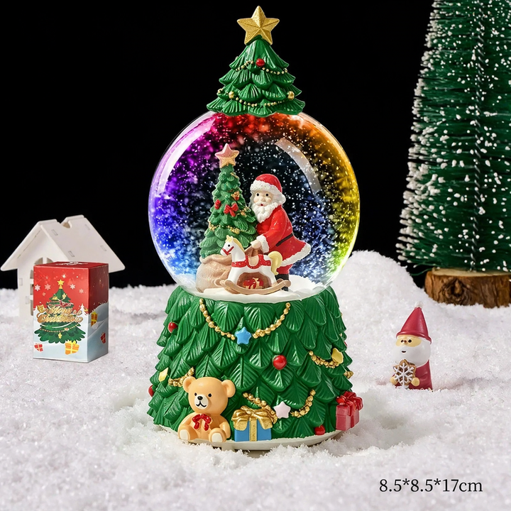 Weihnachtliche Schneekugel mit Spieluhr und Kutschen-Design