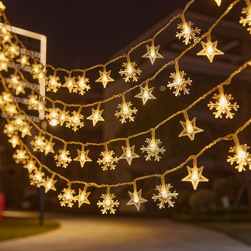 LED-Lichterkette mit Kugeln und Sternen für stimmungsvolles Licht