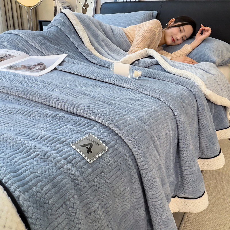 Doppellagige Milchfaser-Fleece-Decke, kuschelig und warm