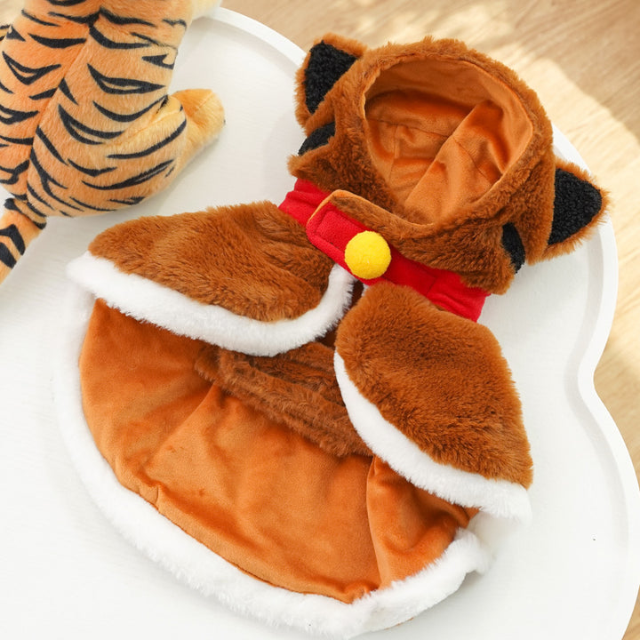 Plüsch-Umhang für Hunde und Katzen mit Tiger-Design