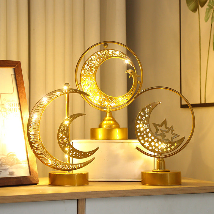 LED-Tischleuchte aus Eisen mit Mond- und Sternmotiven