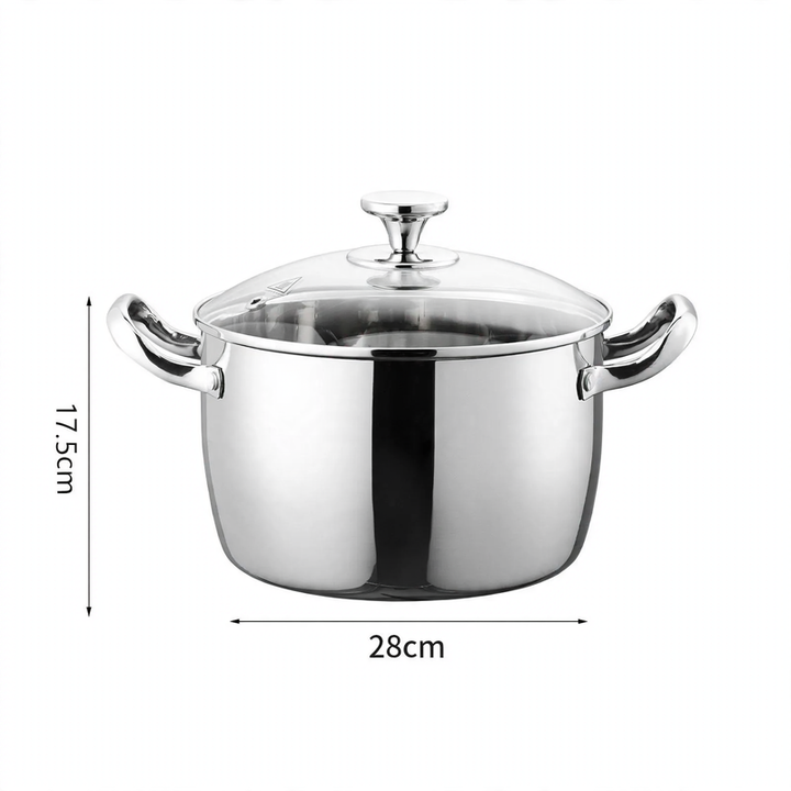 Edelstahl-Suppentopf 24 cm mit Glasdeckel
