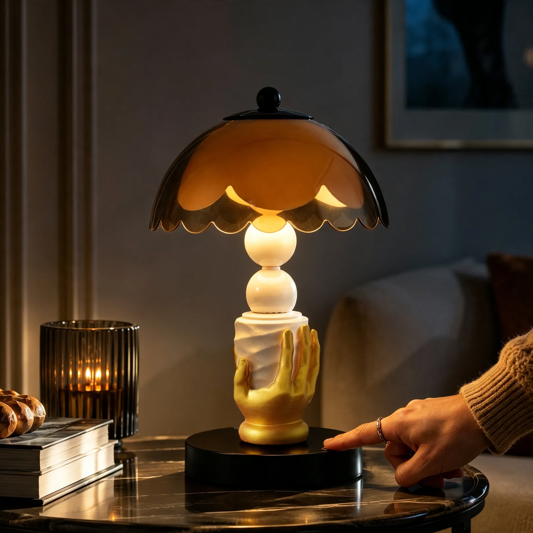 Vergoldete Hand-Tischlampe aus ABS