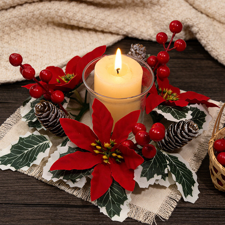 Dekorativer Weihnachtskranz für Kerzen und Flaschen