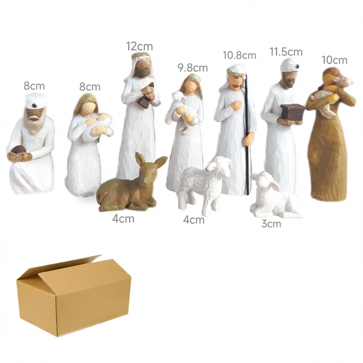 Weihnachtliche Krippenfiguren-Set aus Kunstharz