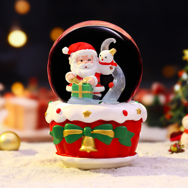 Weihnachts-Spieluhr mit Glaskugel und Schneeeffekt