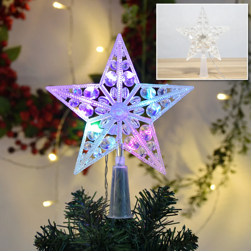 Transparenter LED-Weihnachtsbaum-Spitzenstern aus Acryl