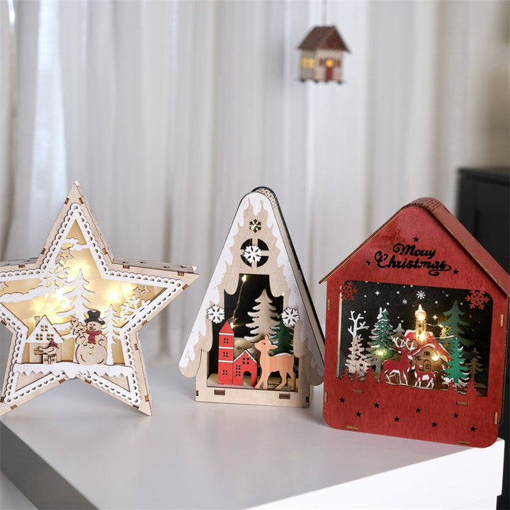 Beleuchtete Weihnachtsdekoration aus Holz