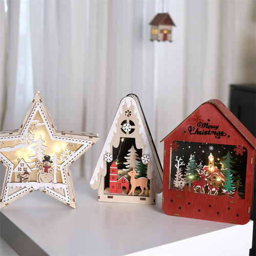 Beleuchtete Weihnachtsdekoration aus Holz