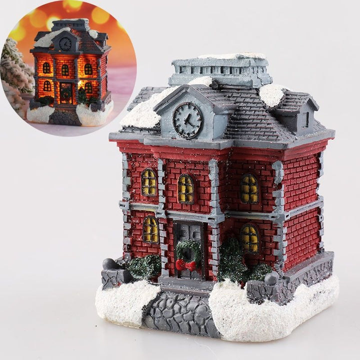 Beleuchtetes Weihnachtshaus aus Kunstharz