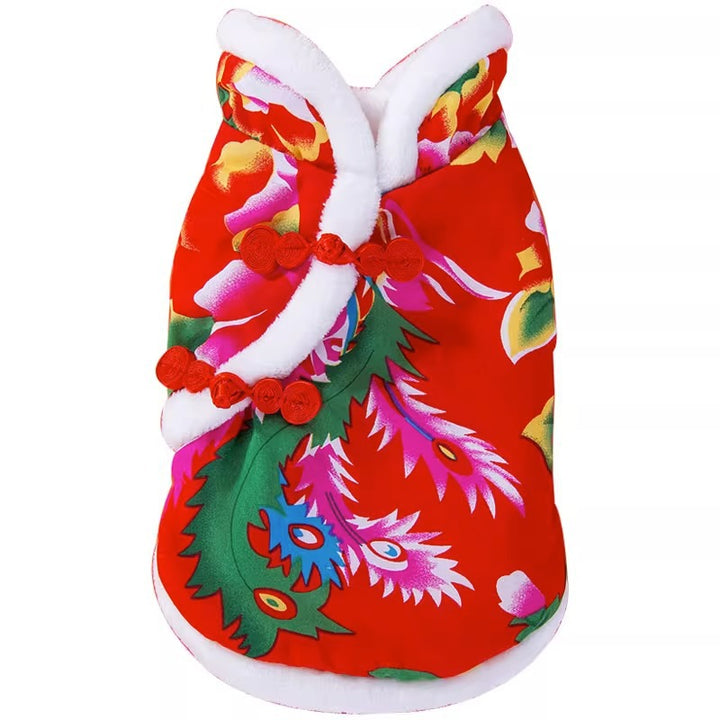 Wattierte Hundemantel mit chinesischem Blumenmuster
