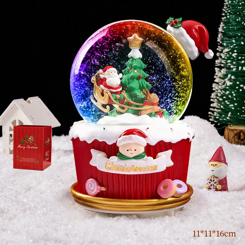 Weihnachtliche Schneekugel mit Spieluhr und Kutschen-Design