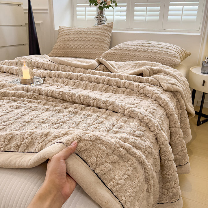 Milchfaser-Fleece Wohndecke mit Ähren-Muster, verschiedene Größen