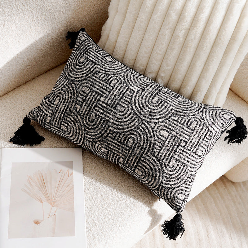 Dekokissen Jacquard, Creme und Schwarz