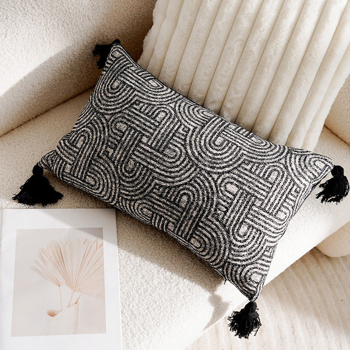 Dekokissen Jacquard, Creme und Schwarz