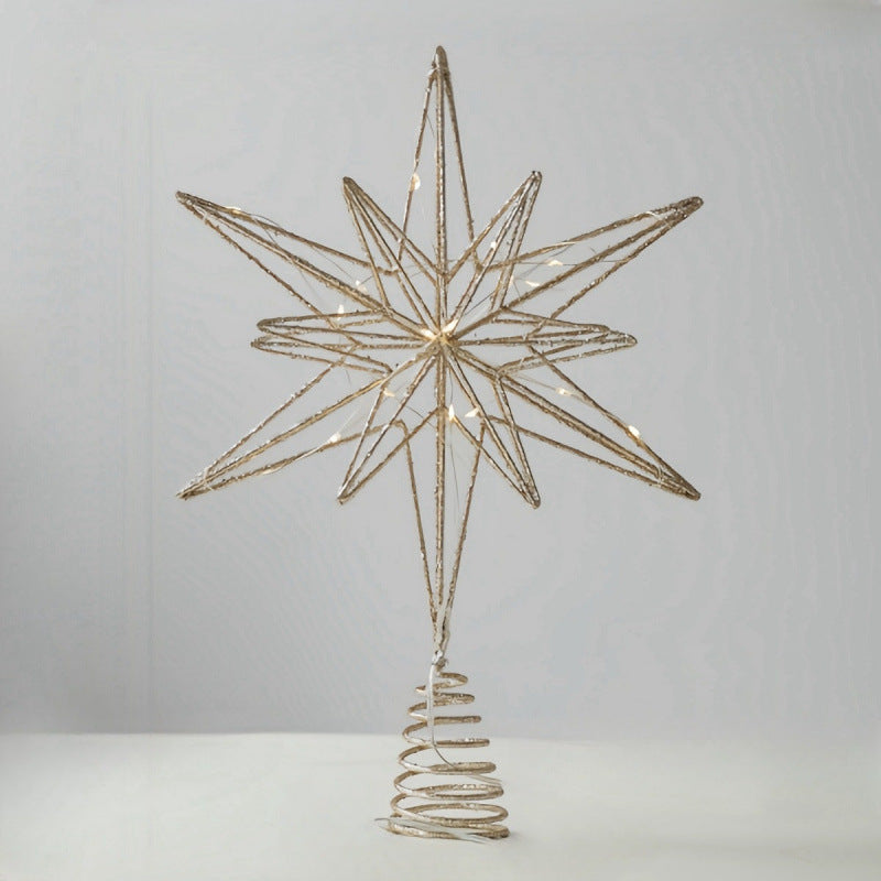 Beleuchteter Weihnachtsbaum-Stern aus Eisen, 25x33 cm
