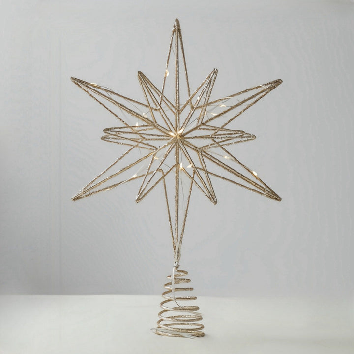 Beleuchteter Weihnachtsbaum-Stern aus Eisen, 25x33 cm