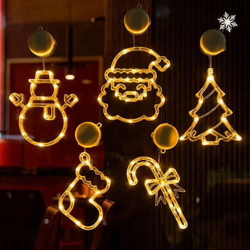 LED-Fensterleuchte mit Saugnapf, weihnachtliches Design