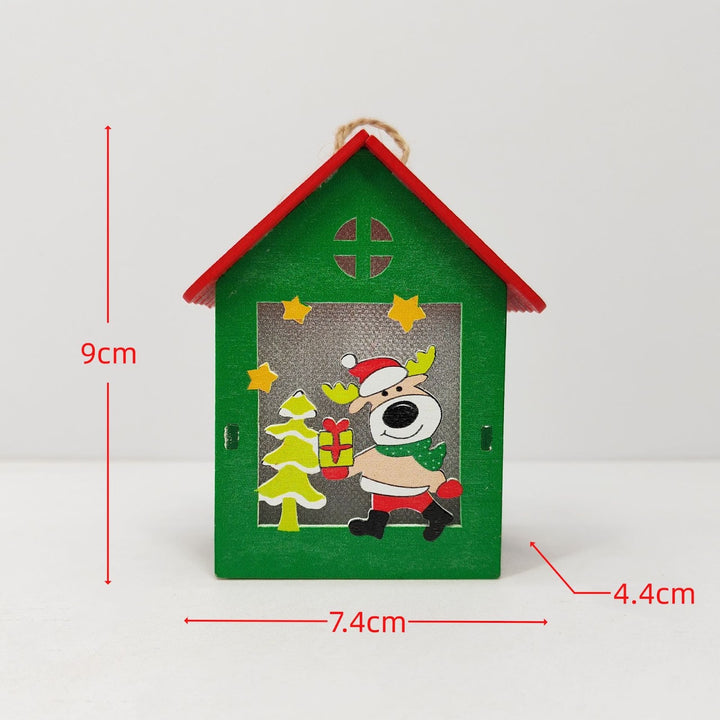 Beleuchtetes Holzhaus für die Weihnachtsdekoration