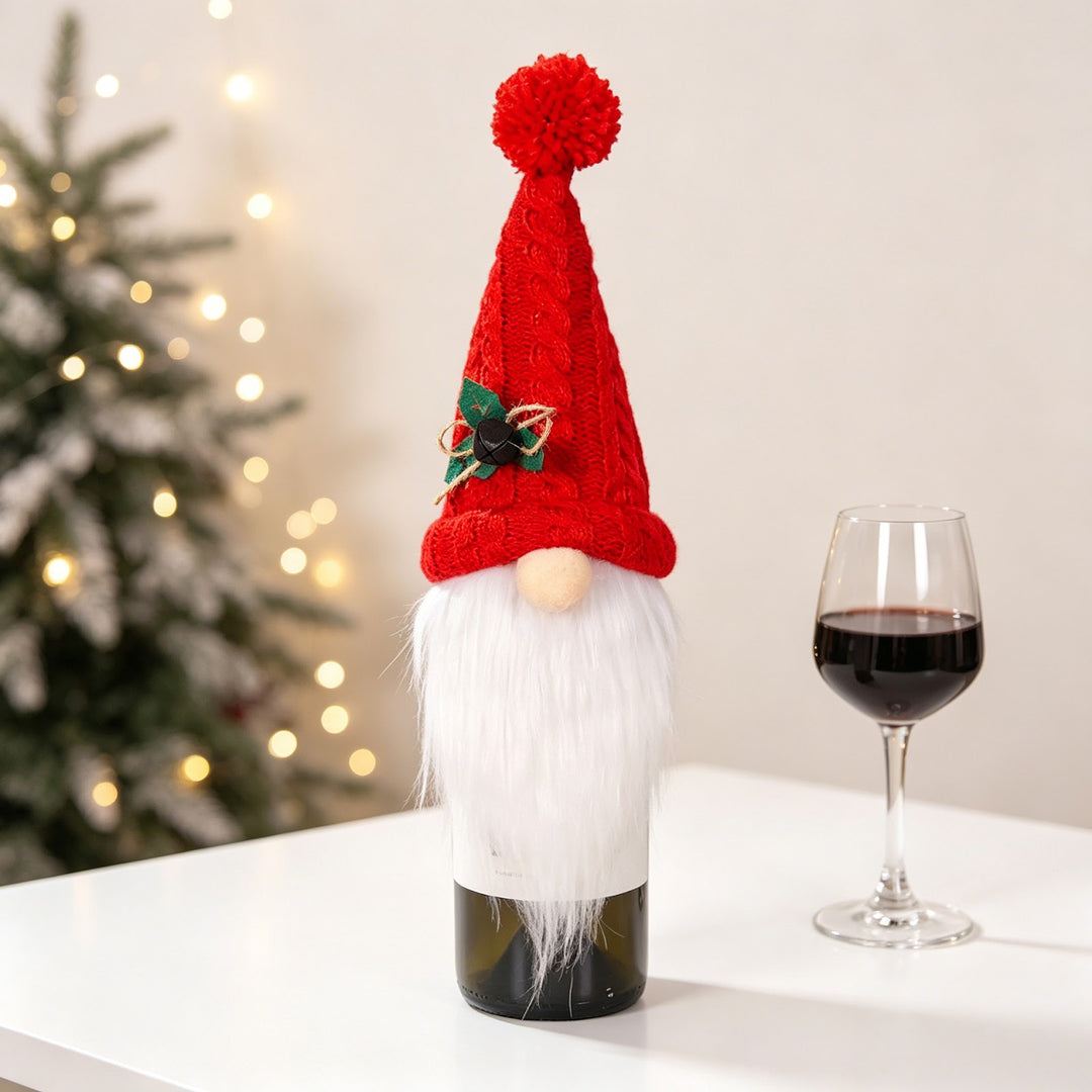 Weihnachtliche Flaschenhülle mit Wichtel-Design