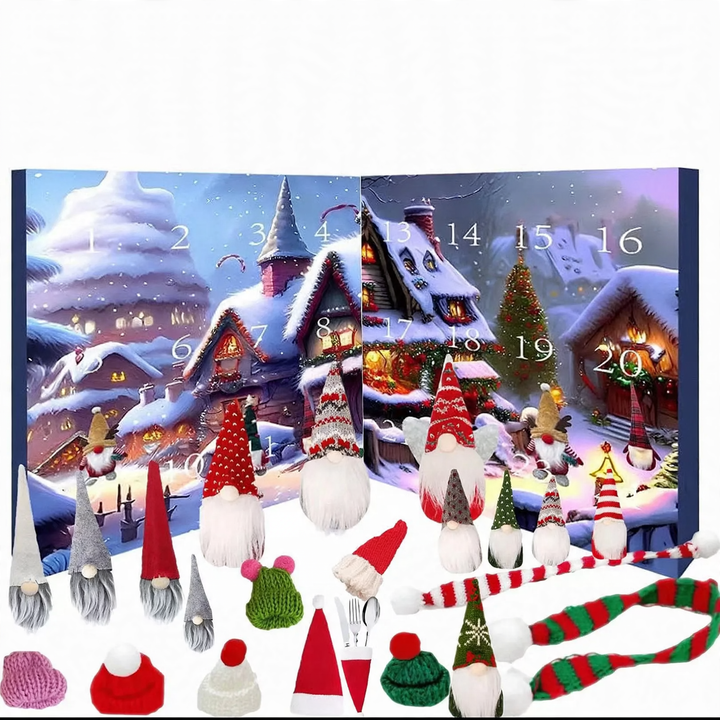 Weihnachts-Adventskalender mit Wichtelfiguren
