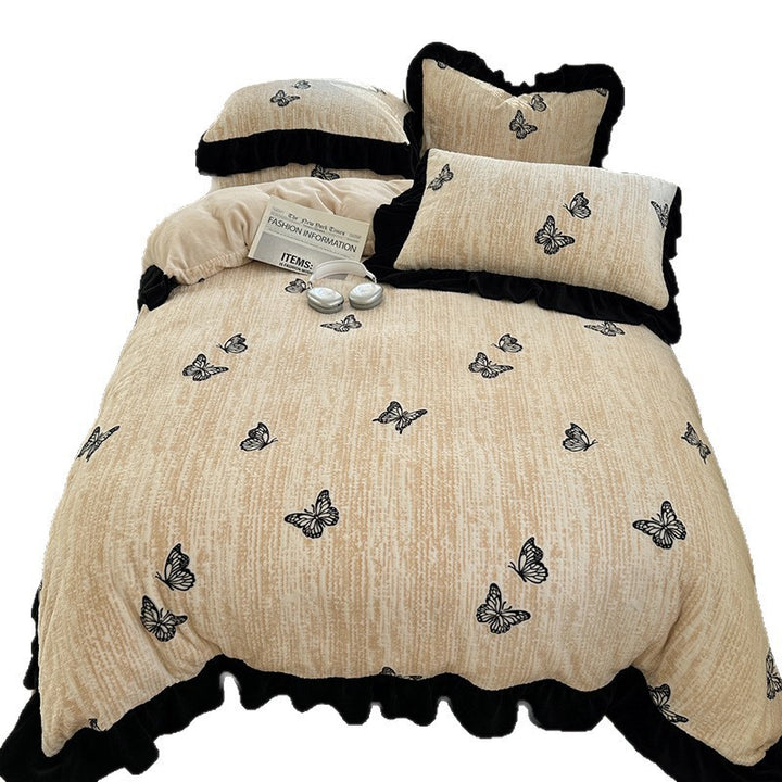 Elegantes Milchfaser-Fleece Bettwäsche-Set, französischer Stil