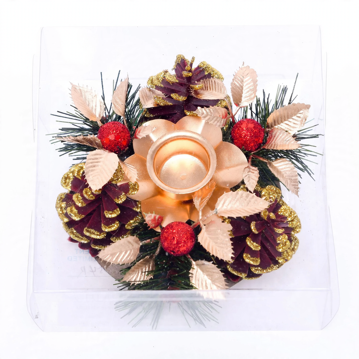 Weihnachtlicher Kerzenkranz mit Tannenzapfen 12 cm