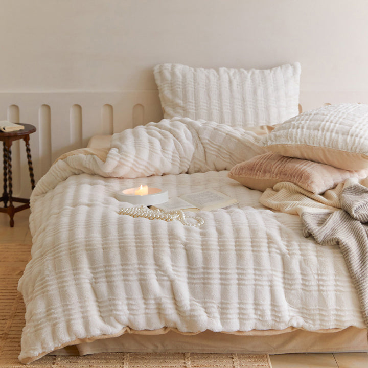 Modernes Milchfleece-Bettwäsche-Set, 4-teilig, winterwarm