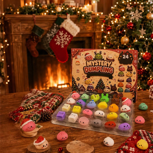 Weihnachts-Adventskalender mit 24 Quetsch-Spielzeugen