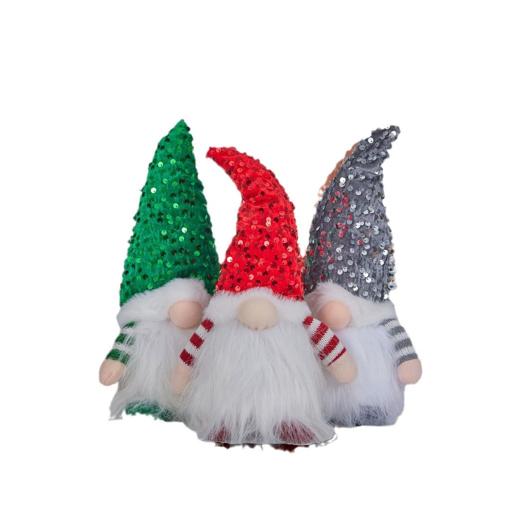 Beleuchtete Weihnachts-Wichtelfigur mit Paillettenmütze