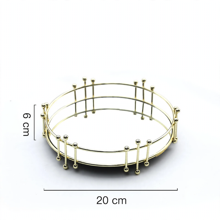 Geometrisches Metall-Spiegeltablett, europäisch