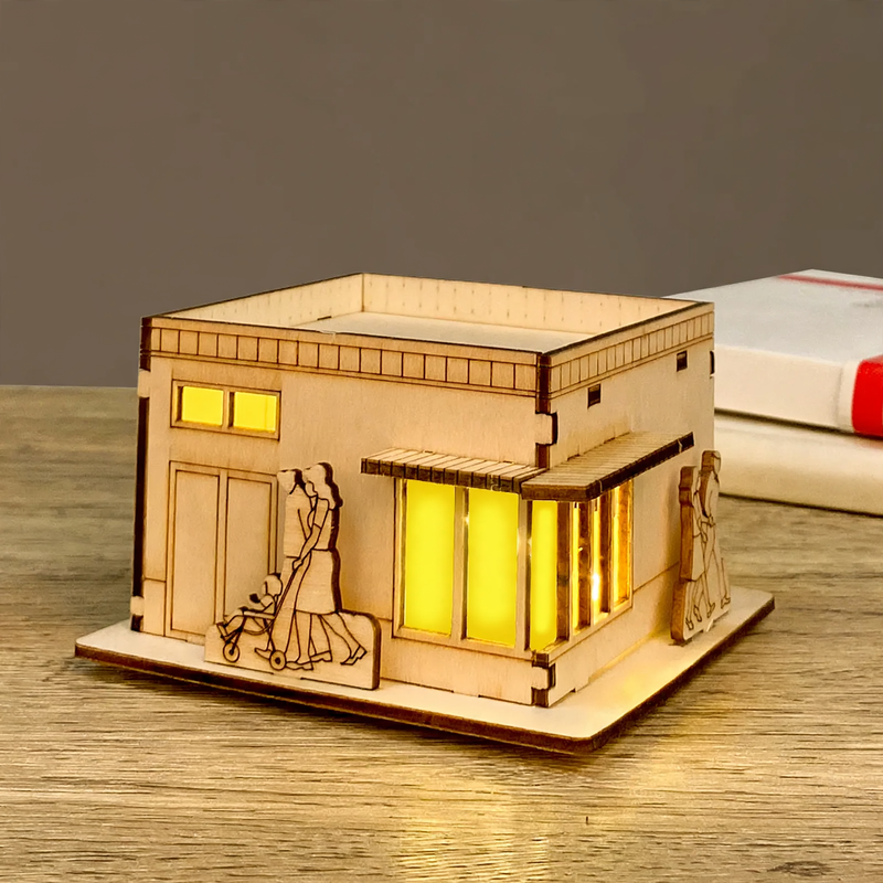 Dekoratives hölzernes Weihnachts-Lichthaus zum Selbergestalten