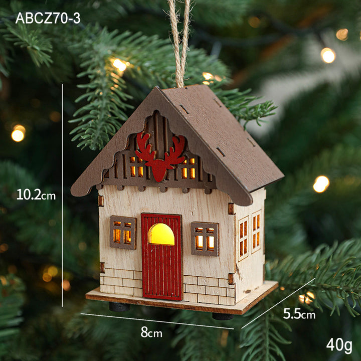 Beleuchtetes Holzhaus für Weihnachtsdekoration