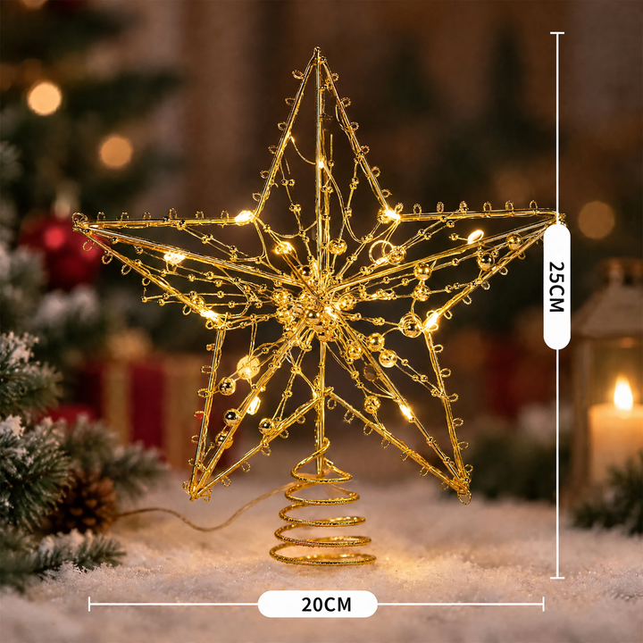 LED-Weihnachtsbaumspitze, Stern aus Eisenkunst