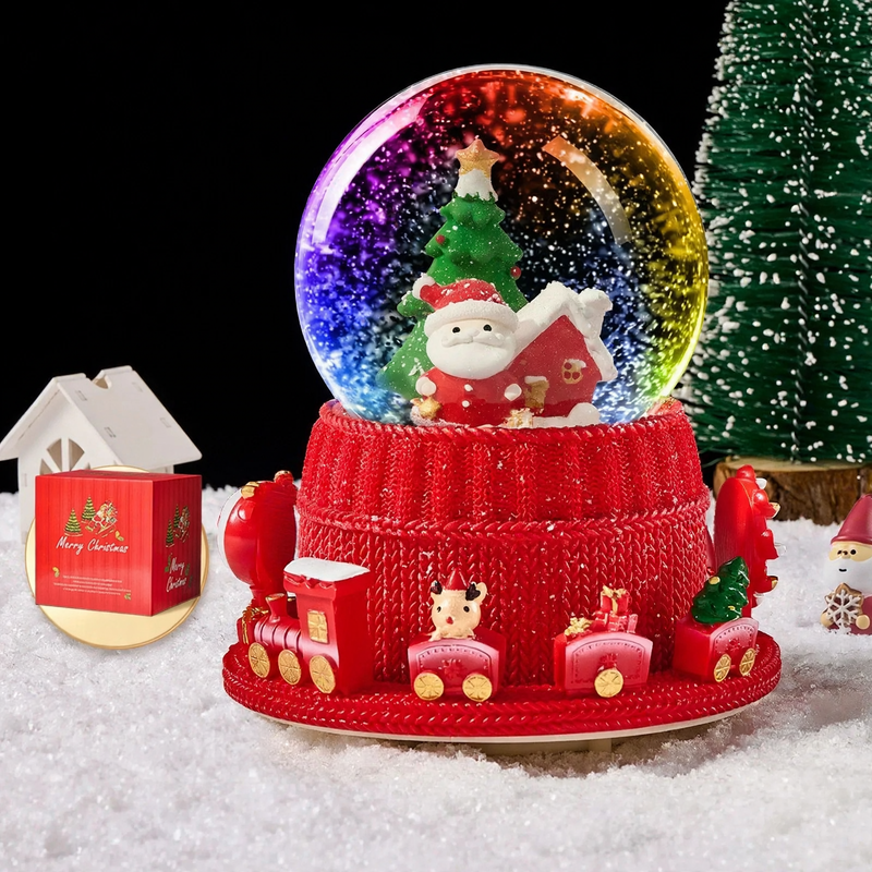 Weihnachtliche Schneekugel mit Spieluhr und Kutschen-Design