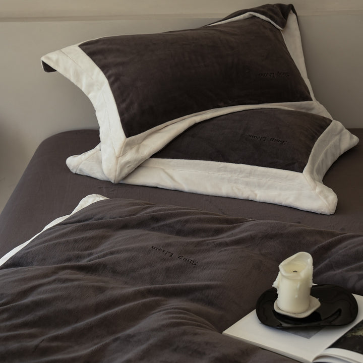 Milchfaser-Bettwäsche-Set, Fleece, Winter, einfarbig