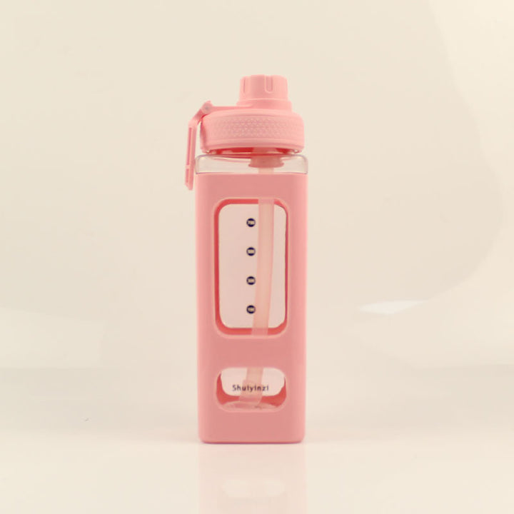 Große Trinkflasche mit Strohhalm 700–900 ml