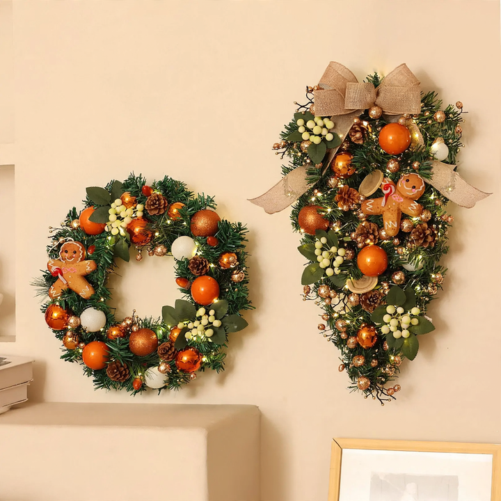 Dekorativer Weihnachtskranz aus Seidenblumen