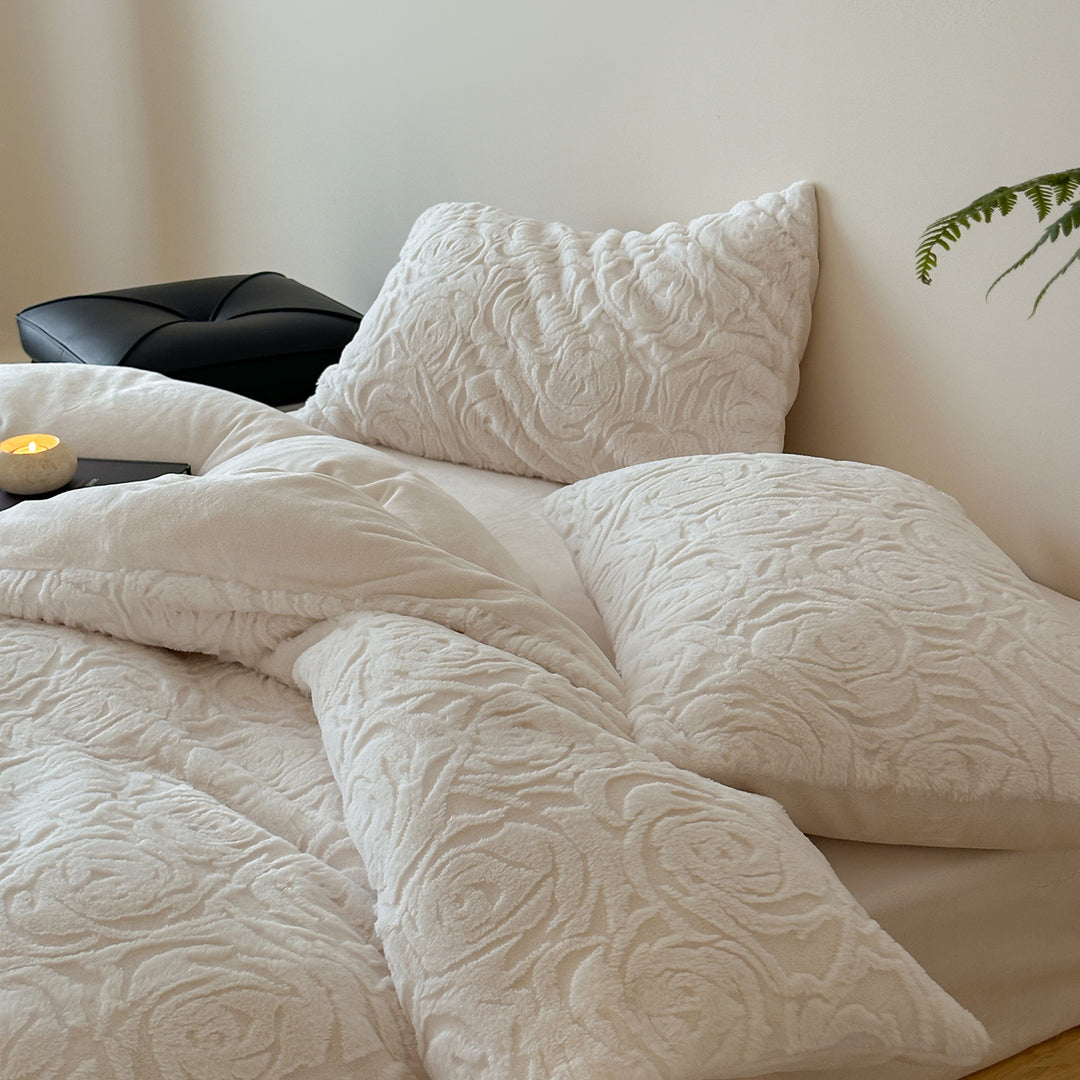Milchfleece-Bettwäsche-Set, 320g, mit Prägemuster