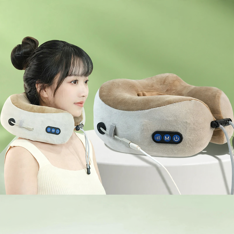 U-förmiges Nackenmassagekissen mit mechanischer Massage
