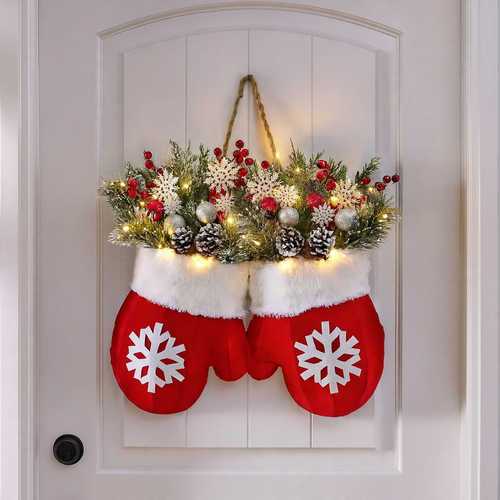 Beleuchteter Weihnachtskranz in Handschuhform