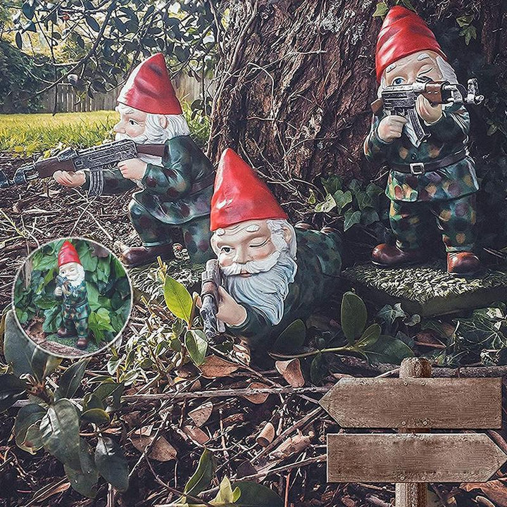Militärischer Garten Zwerg mit Camouflage Uniform | Karnz