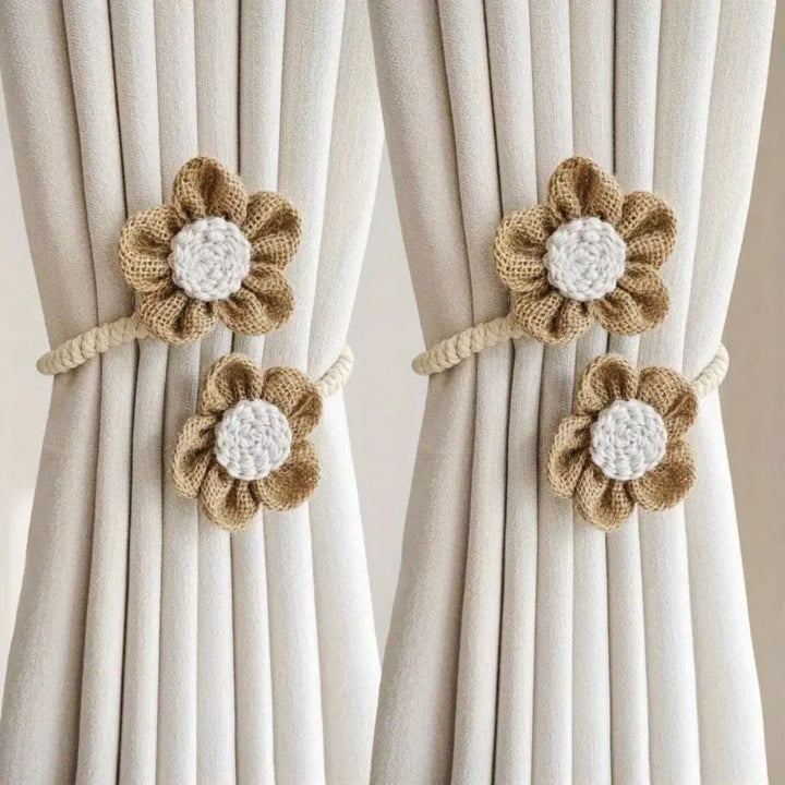 Raffhalter aus Hanf mit Blumenmuster | 2er-Set