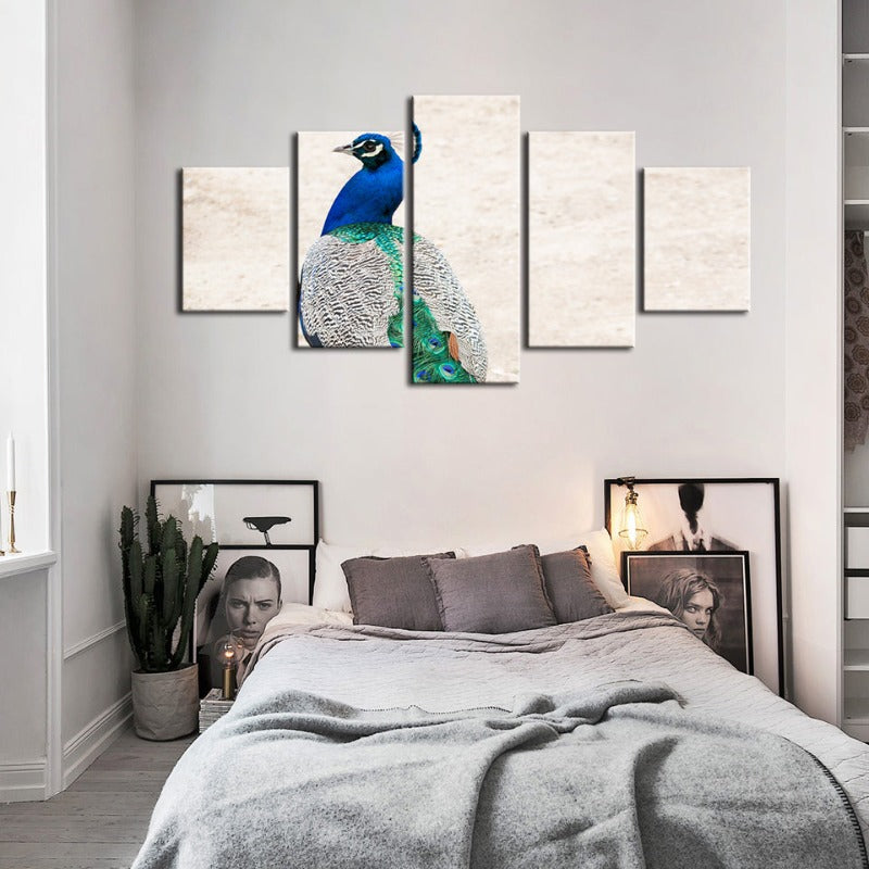 5-teiliges Rock-elegantes Pfau - Leinwand Wandkunstmalerei