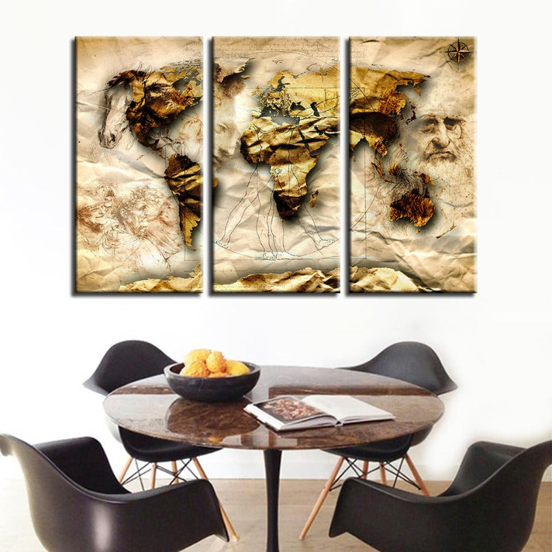 Schöne alte Welt klassische Weltkarten - Leinwand Wandkunst Gemälde
