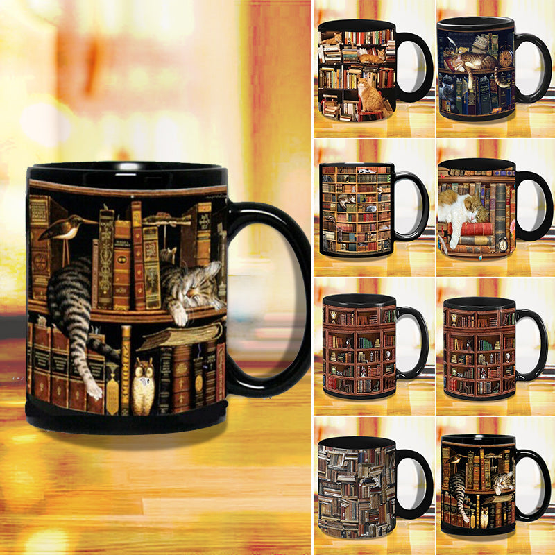 Bücherregal Keramiktasse - Geschenk für Katzenbuchliebhaber | Karnz