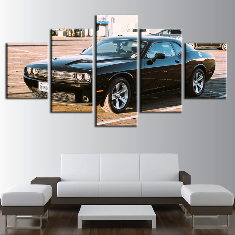 5-teilige Vintage Schwarz Metallic Auto - Leinwand Wandkunst Gemälde